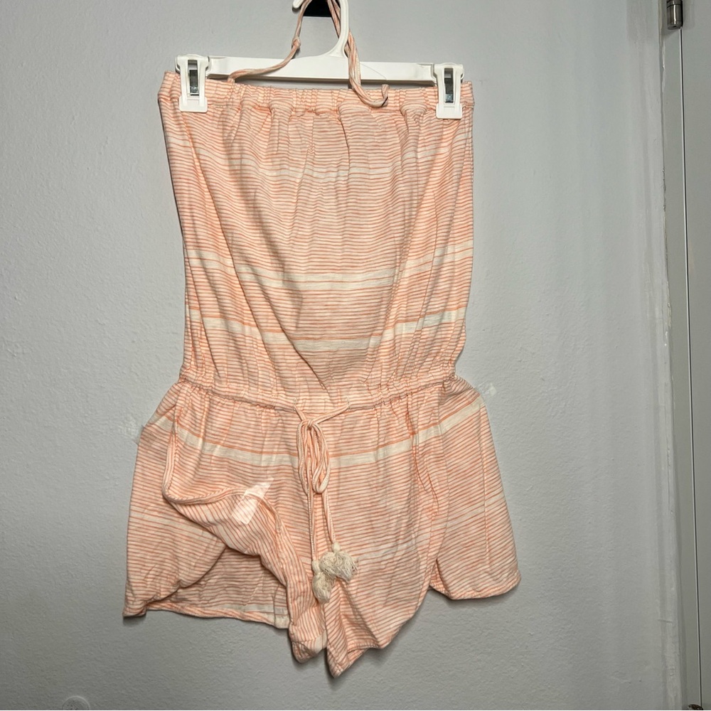 Roxy Cream and Pink Striped Jumpsuit